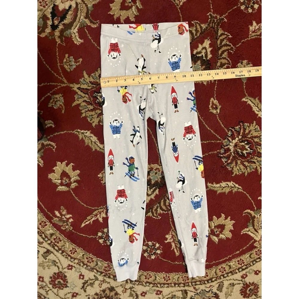 Unisex Kids Hanna Andersson Holiday Bears Skiing Pajama Comfy Pants Size 8